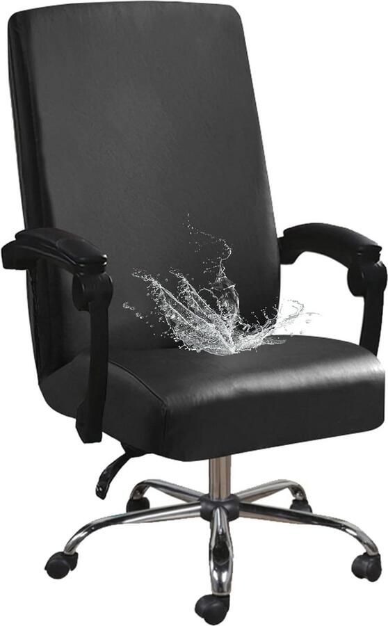 Waterdichte Bureaustoelhoes voor Bescherming en Comfort Rekbare Computerstoelbeschermer in Maten (Zwart)