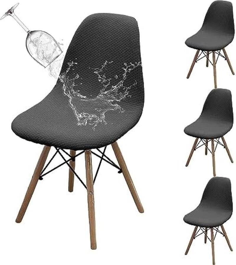 Waterdichte Eetkamerstoelhoezen Scandinavische Stijl Donkergrijs Set van 4