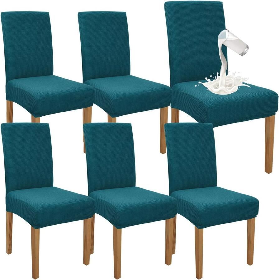 Waterdichte Eetkamerstoelhoezen Set van 6 Elastische Slipcovers voor Stoelen