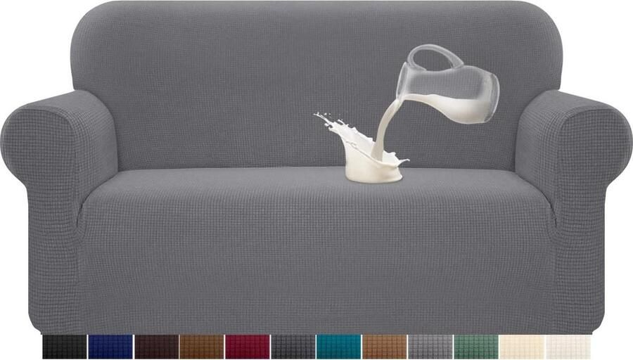 Waterdichte Elastaan Jacquard Bankovertrek 1 Stuks Stretch Anti-Slip Foam 2-Zits Lichtgrijs