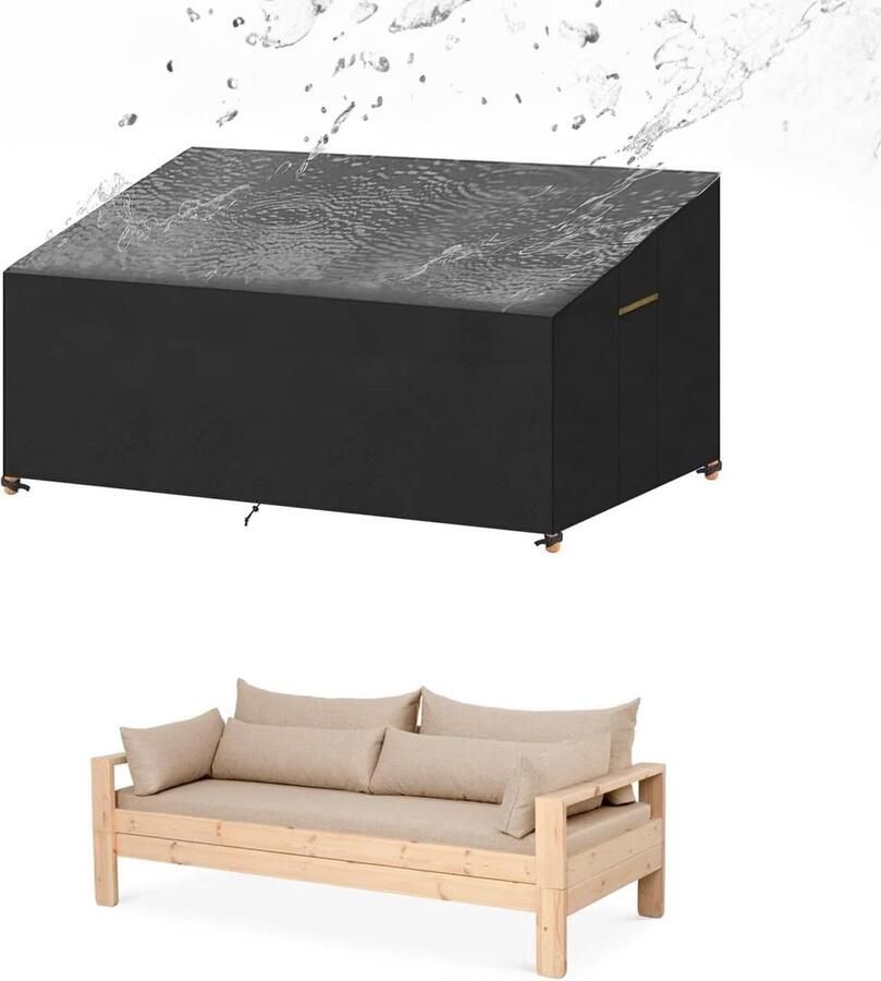 Waterdichte en winddichte bankhoes duurzame stof zwart 163 x 68 x 60 90 cm