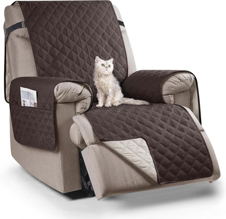 Waterdichte Fauteuilbeschermer met Armleuningen en Opbergtassen Universele Stoelkussen voor 25 inch Relaxstoelen