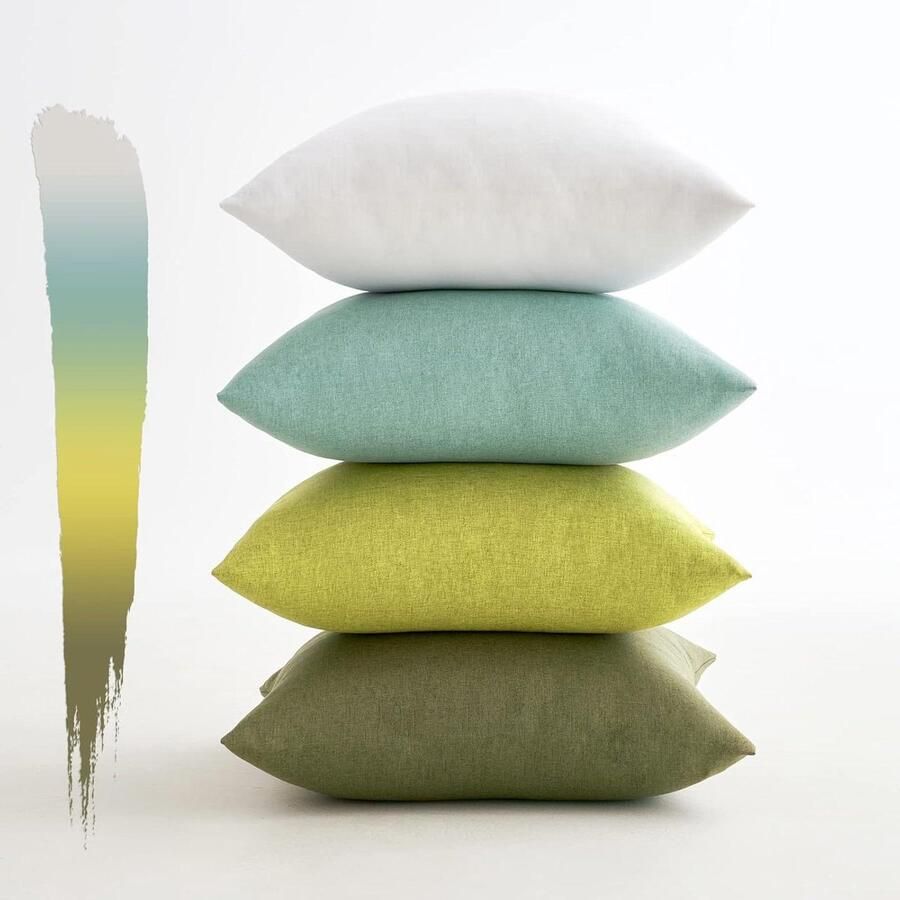 Waterdichte faux linnen kussensloop vierkant decoratief tuinbank woonkamer groen set van 4 18 x 18 inch