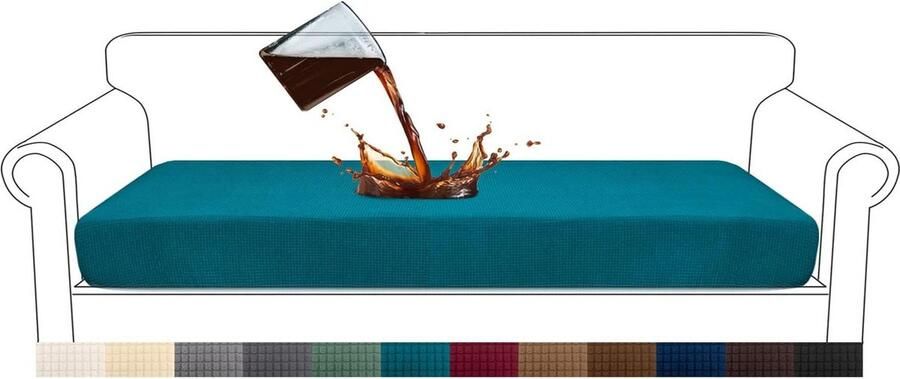 Granbest Premium waterdichte bankovertrek highstretch jacquard stoelkussenbescherming bankstoelhoes voor bank (4-zits blauwgroen) - Foto 2