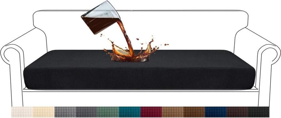 Waterdichte High Stretch Jacquard Bankovertrek voor Bank Premium Zitkussenbescherming 4-zits Zwart