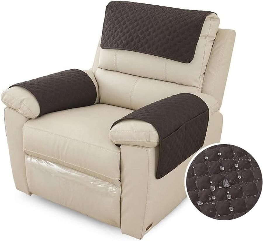 Waterdichte Hoes voor Armleuningen en Hoofdsteun Antislip Wasbaar en Slijtvaste Meubelbeschermer voor Huisdieren (1-zits Zwart)