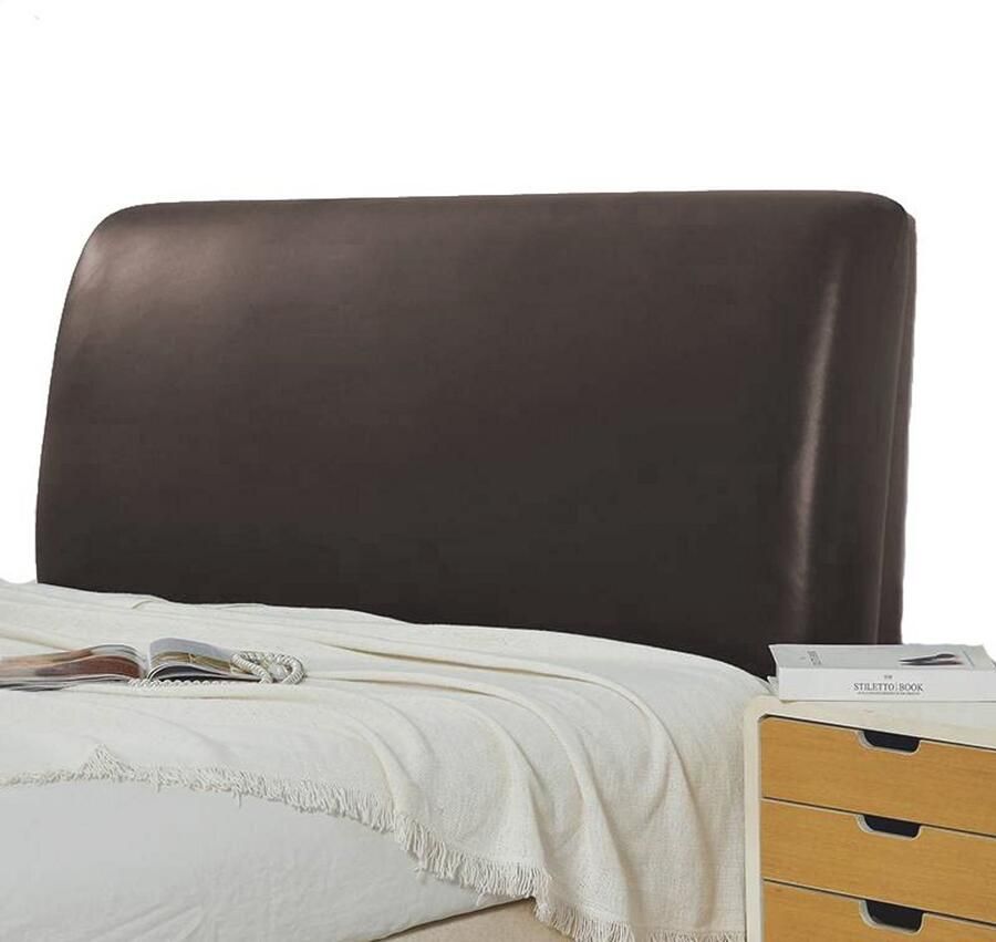 Waterdichte Hoes voor Hoofdeinde Elastische Hoofdbordbeschermer voor Kingsize Bed Koffiebruin 180 cm