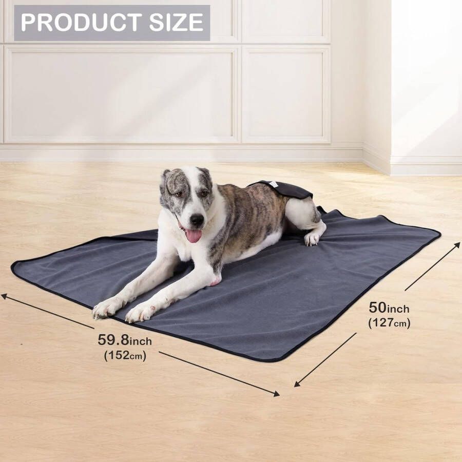 Waterdichte hondendeken 152 x 127 cm hondendeken voor huisdieren katten puppy's zachte warme mat hondendeken wasbaar voor bank bed autostoel meubilair (grijs) (L)