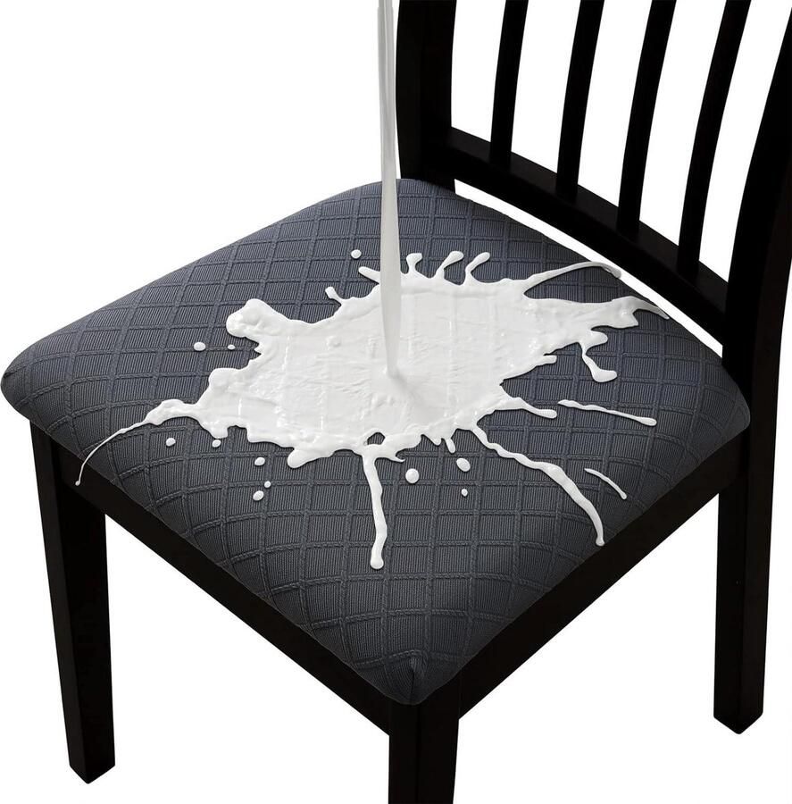 Waterdichte jacquard stoelhoes set van 6 zitvlak stoelhoezen stretch verwijderbare wasbare stoelhoezen hotel ceremonie banket keuken huis bruiloft party steengrijs Stoelhoezen