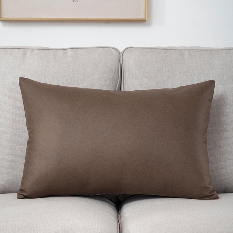 Furnibella -Waterdichte Kussensloop 50 x 70 cm – Decoratieve Sierkussenhoes voor Bank Tuin of Slaapkamer – Sterk Polyester met Ritssluiting – Koffie 1 Stuk