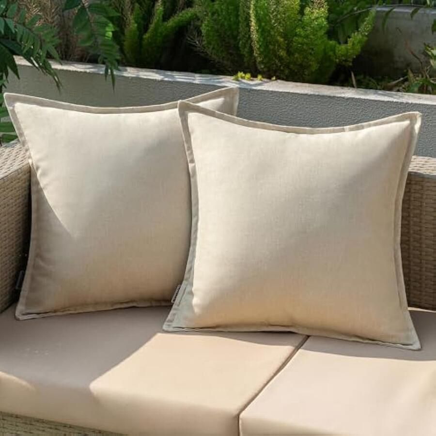 Waterdichte kussenslopen voor linnen bank slaapkamer 45 x 45 cm buiten voor woonkamer balkon decoratief elegant modern 2 stuks beige