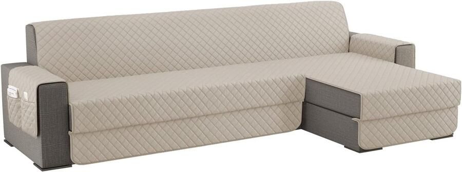 Waterdichte L-vormige Bankhoes 300 cm Omkeerbaar Beige Geschikt voor Alle Banken