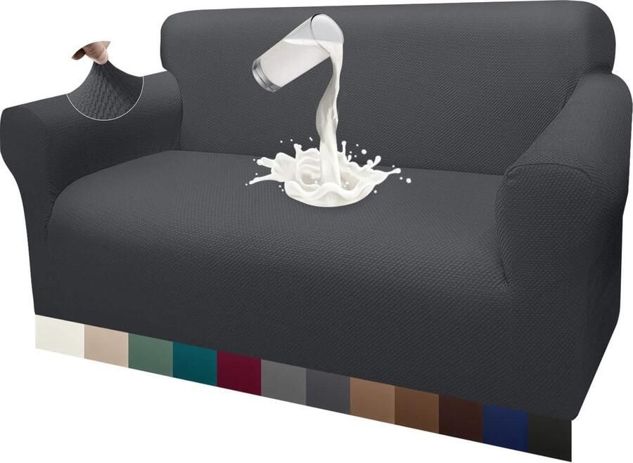 Waterdichte Luxe Jacquard Bankovertrek voor 2-zitsbank Grijs met Antislip Foam Ideaal voor Honden