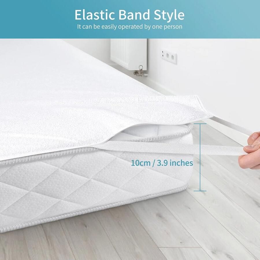 Waterdichte Matrasbeschermer 135x190 cm OEKO-TEX Gecertificeerd Geschikt voor Matrassen tot 30 cm Dik - Foto 2