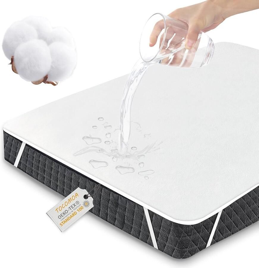 Waterdichte Matrasbeschermer 140 x 200 cm Ademend en Oeko-Tex Gecertificeerd Bescherming tegen Vloeistoffen Wasbaar en Geschikt voor Matrassen