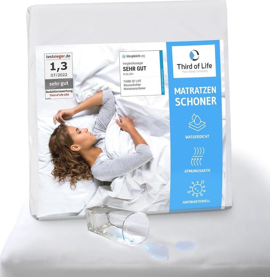 Waterdichte Matrasbeschermer 160 x 200 cm Ademend en Hygiënisch Anti-Mijt en Ondersteuning voor de Levensduur van uw Matras