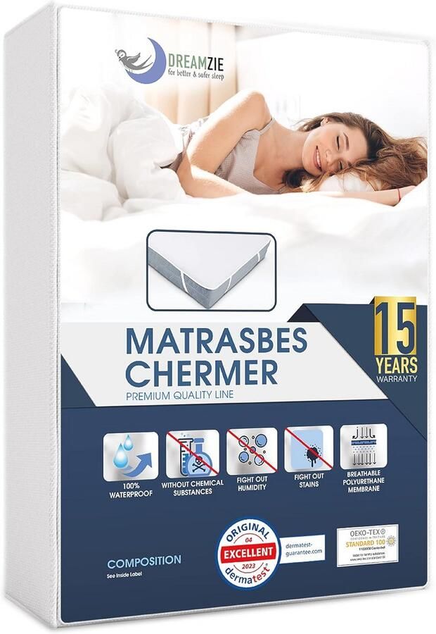 Waterdichte Matrasbeschermer 180 x 200 cm met 4 Elastische Hoeken Bescherming Tegen Vlekken en Vocht