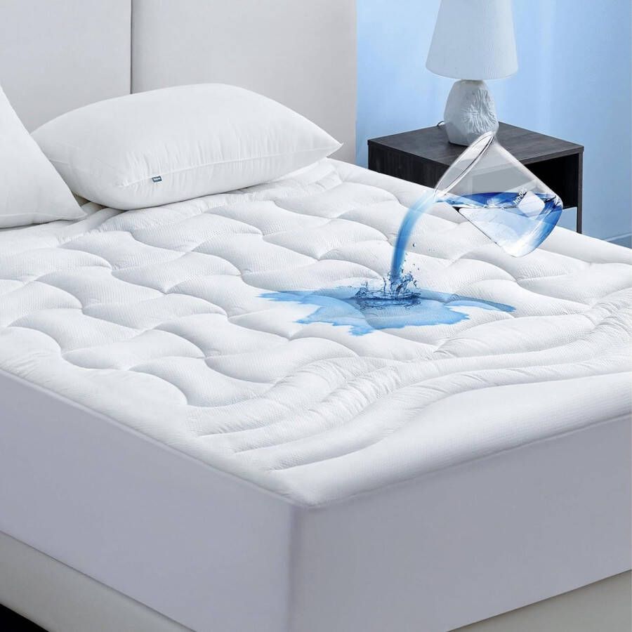 Waterdichte matrasbeschermer 180 x 200 cm waterdicht voor matrassen tot 30 cm hoogte ademende matrasbeschermer met elastiek vochtbescherming incontinentie-oplegger wasbaar wit