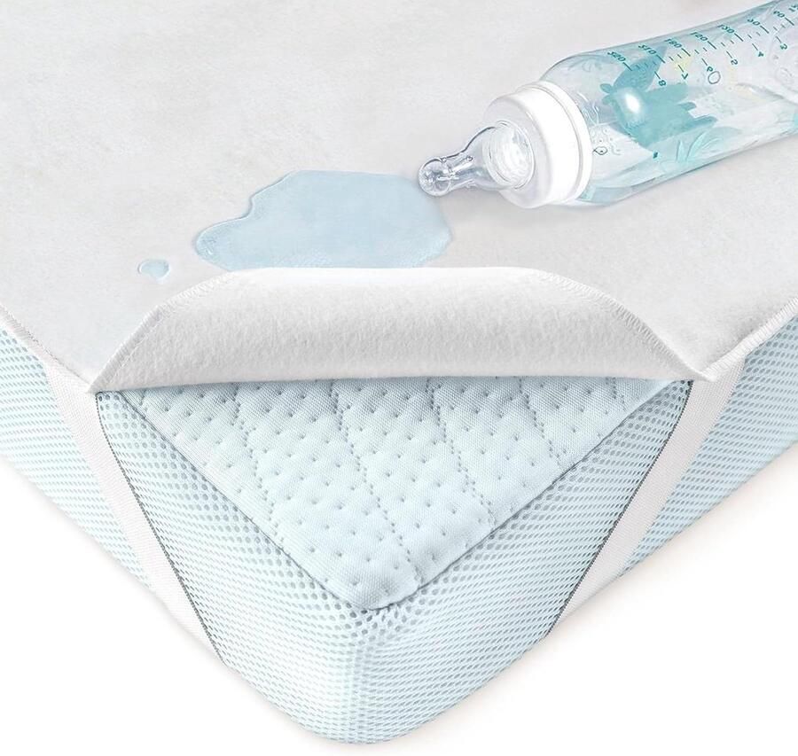 Waterdichte Matrasbeschermer 70 x 140 cm Voor Babybed Ledikant en Wieg Wasbare Matras Protector 100% Ademend Katoen Oeko-Tex PVC-vrij