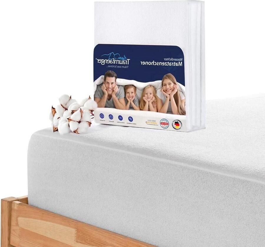 Waterdichte matrasbeschermer 90x200 cm Oeko-Tex -standaard 100 van katoen incontinentie-onderlegger voor matras met spanfixatie