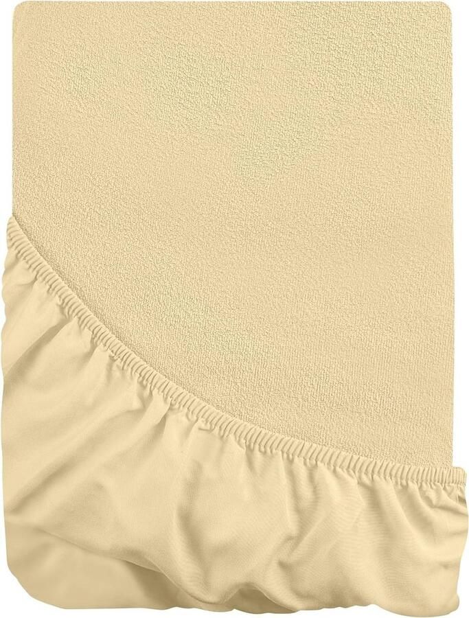 Waterdichte matrasbeschermer eenpersoonsbed 135 x 190 cm Beige Premium badstof Geschikt voor matrassen tot 40 cm diep Ademend 200 g m² Getailleerde stijl Elastisch rondom
