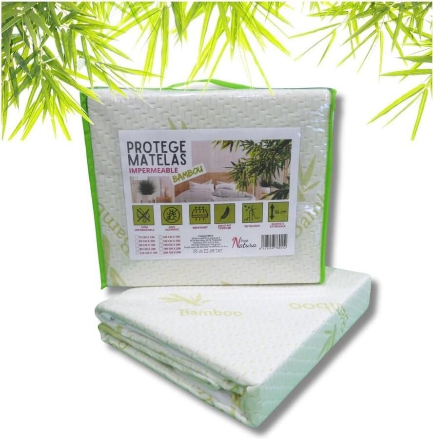 Waterdichte Matrasbeschermer van Bamboevezel Ademend Ultra Zacht en Stil Geschikt voor 120 x 190 cm Matrassen