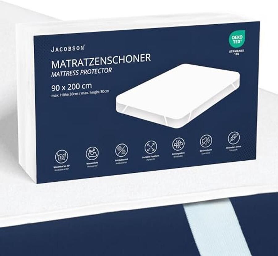 Waterdichte matrashoes 90 x 200 cm ademend en wasbaar ideale bescherming voor matras