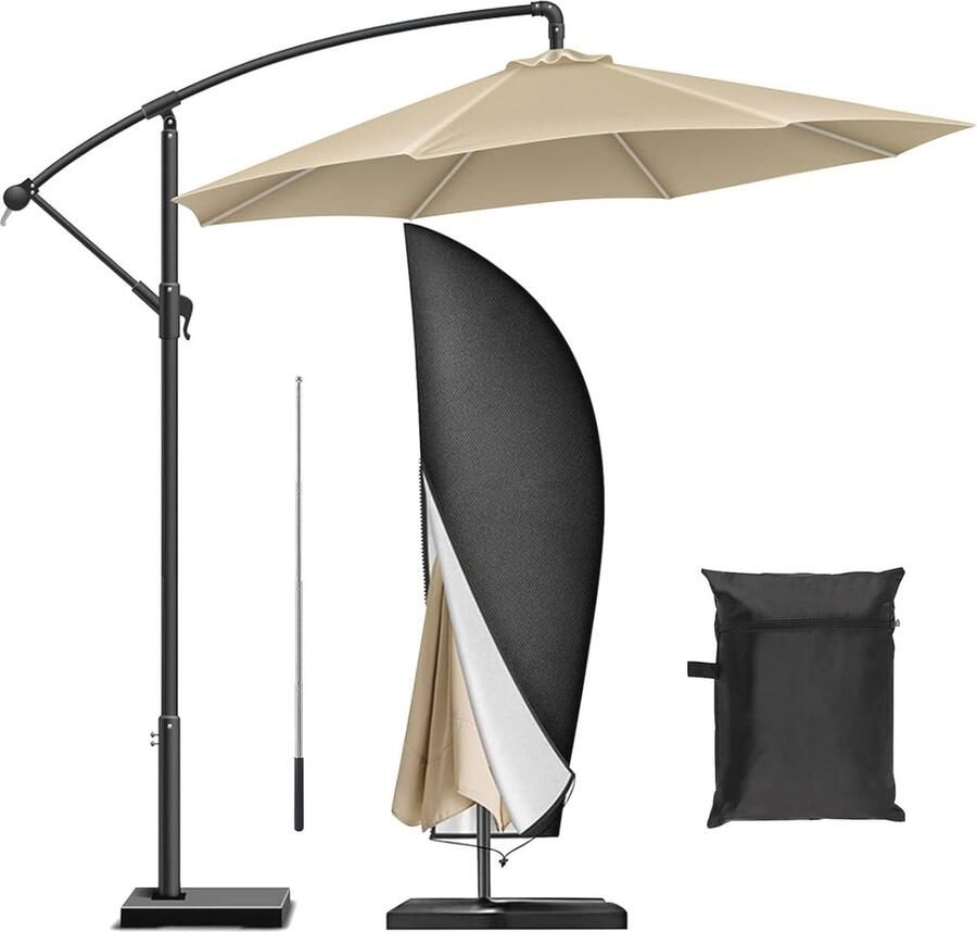 Waterdichte parasolhoes 420D Oxford voor 2-4 m tuinparasol Zwart