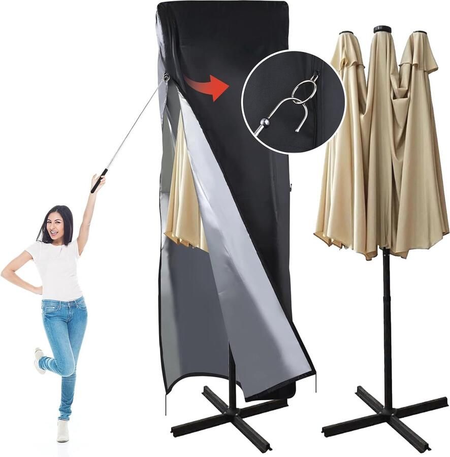 Waterdichte parasolhoes voor terrasparasol 390-450 cm Bescherming tegen weersinvloeden