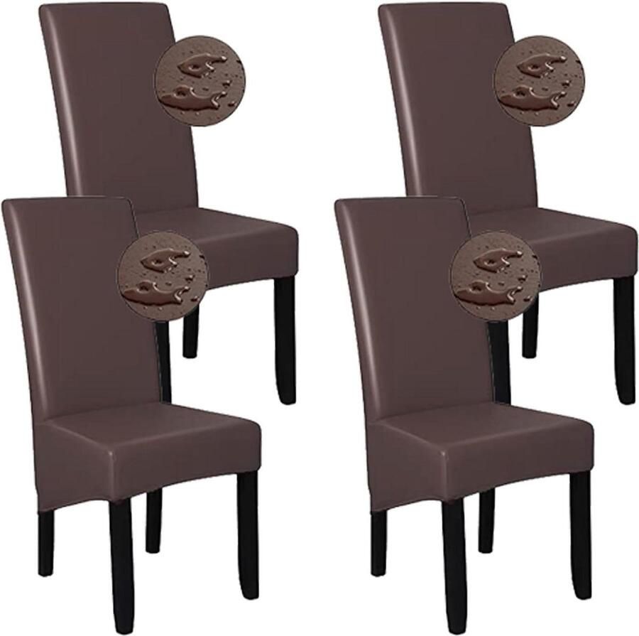 Waterdichte PU-stoelhoezen set van 6 Universele stretch stoelbekleding voor eetkamer waterbestendige stoelhoezen voor bruiloft banket party decoratie