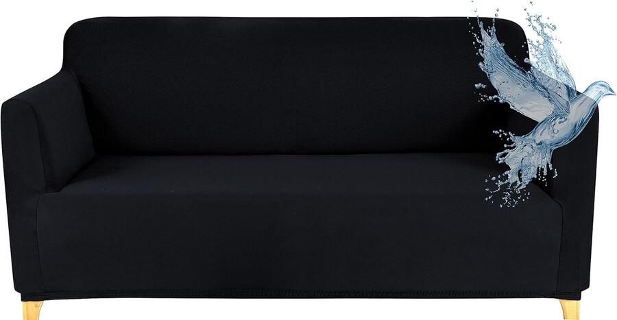 Waterdichte Rekbare Bankhoes voor 2-zits Banken met Armleuningen Zwart