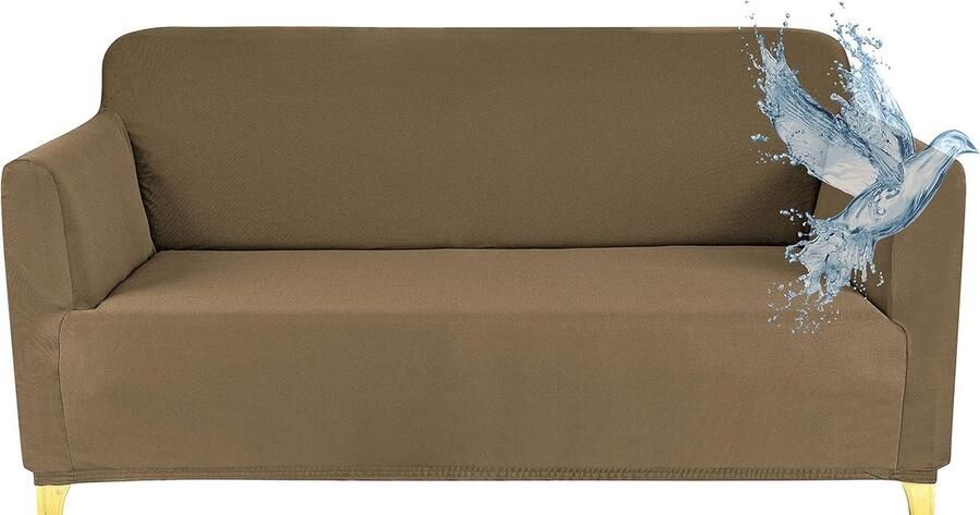 Waterdichte rekbare bankhoes voor 2-zits met armleuningen Lichtbruin