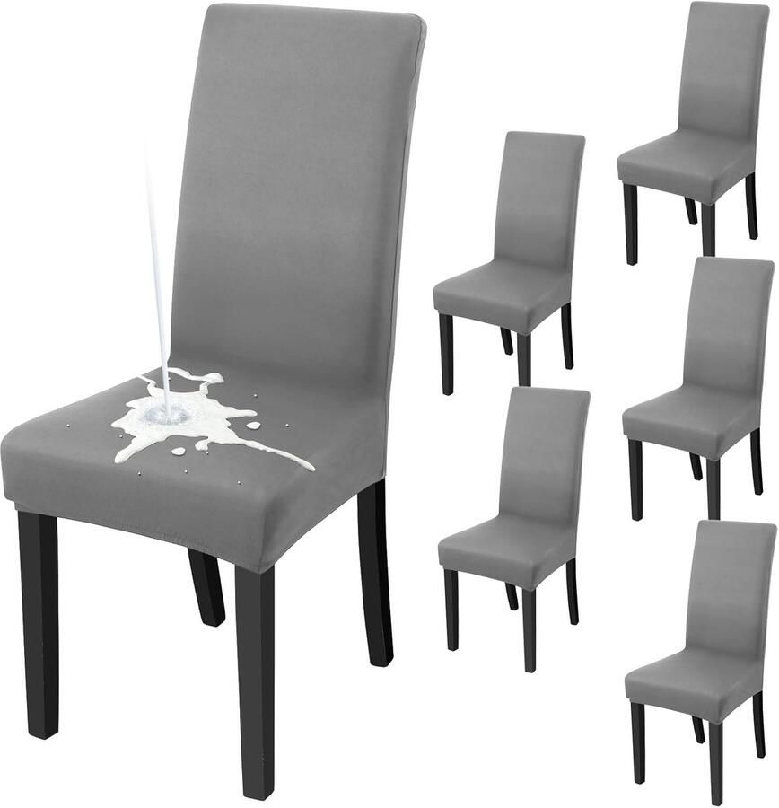 Ibenzoa Duurzame en Waterdichte Stoelhoes Set 6 Stuks in Zwart-Grijs