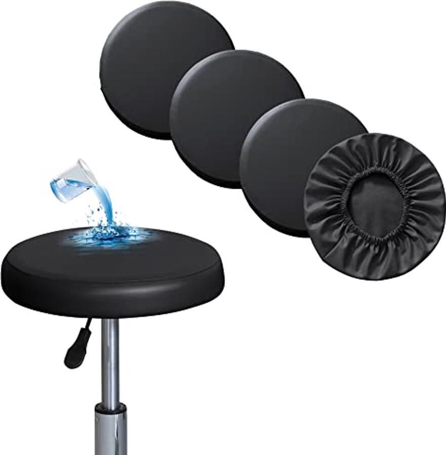 Waterdichte Ronde Stoelhoezen voor Barkrukken 4 Stuks PU Zitkussen Covers voor Bureaustoelen en Eetkamerstoelen