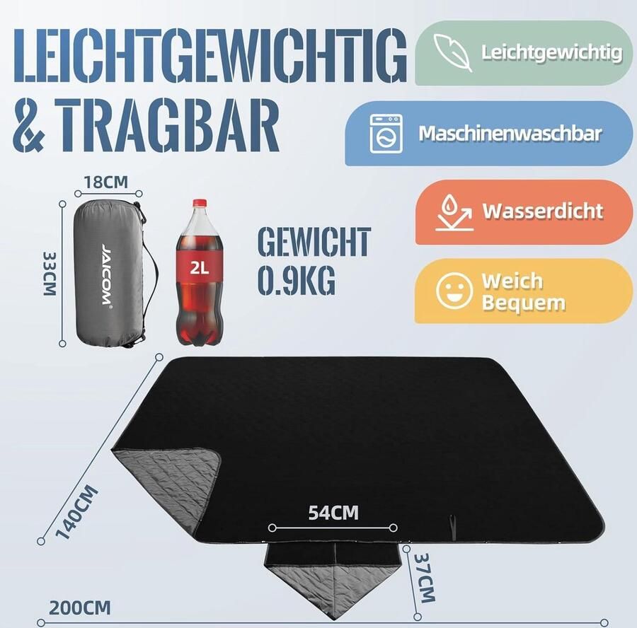 Outdoordeken waterdichte schapenwollen picknickdeken 140 x 200 cm warme campingdeken ideaal voor outdoor strand picknick gym reizen thuis en op de bank