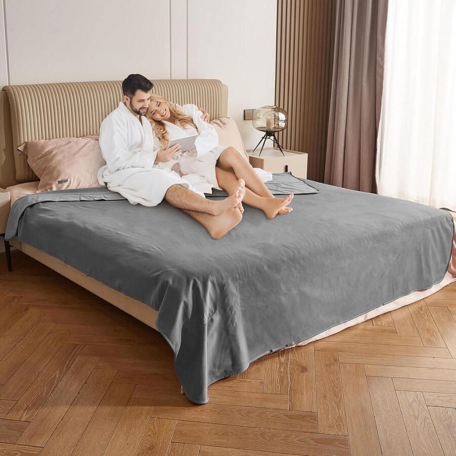 Waterdichte sprei bedbank plaid knuffeldeken hoes bankbeschermer 152x127cm grijs van fleece