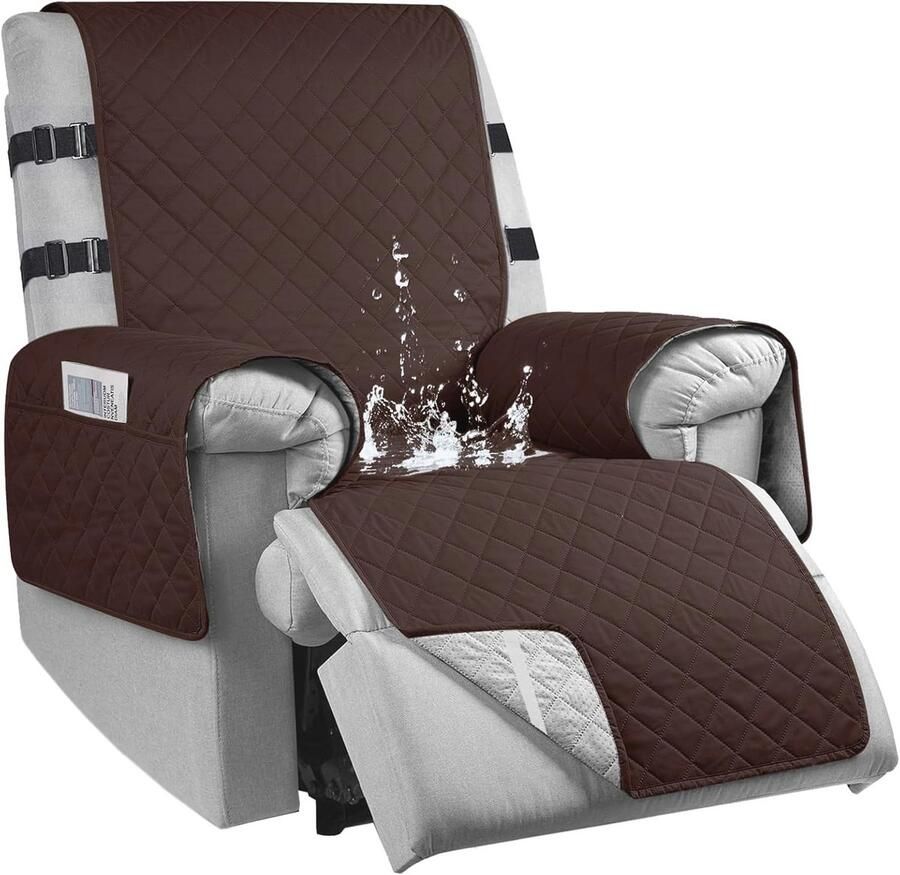 Waterdichte stoelbeschermer voor 1-zits fauteuils met antislip en opbergzakken