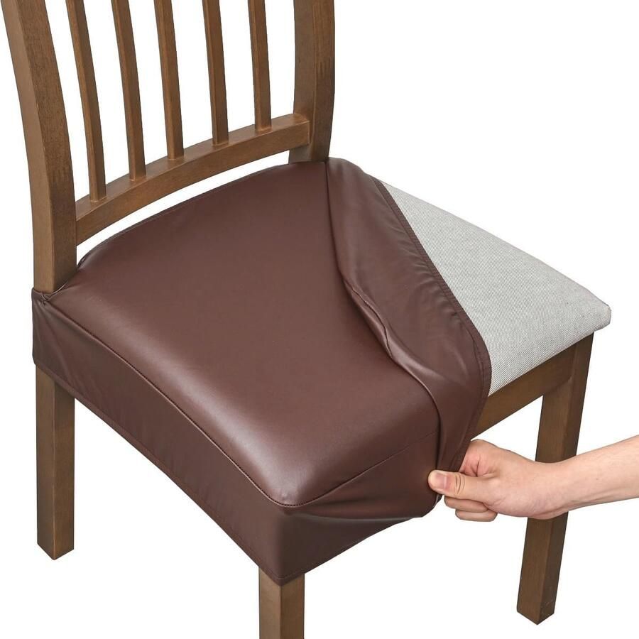 Waterdichte Stoelhoezen voor Eetkamerstoelen Rekbare PU Leren Beschermers (1 2 4 6 Stuks)