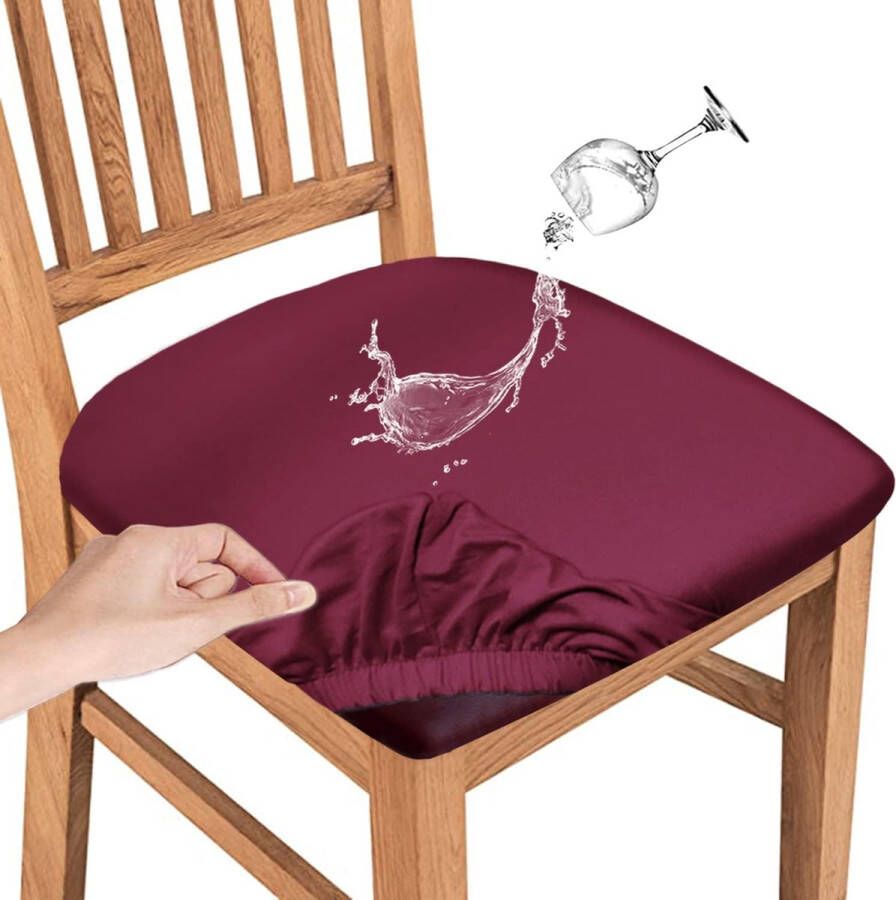 Waterdichte Stoelhoezen Waterdichte Stoelhoezen voor Keukenstoelen Stretchweefsel 6 Stuks Wijnrood