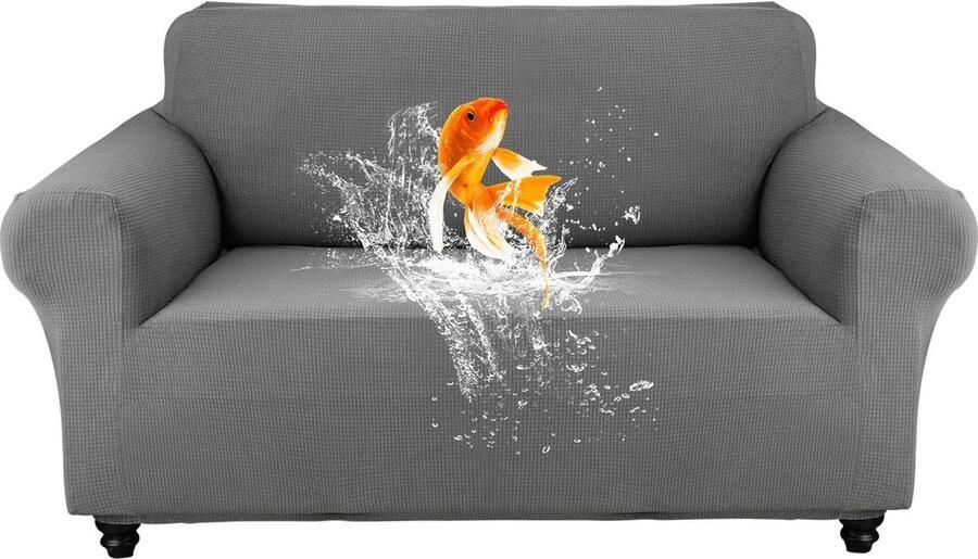 Waterdichte stretch bankhoes met armleuningen wasbaar en krasbestendig ananas-ruitpatroon antislip voor honden en katten lichtgrijs 2-zits hoekbank overtrek