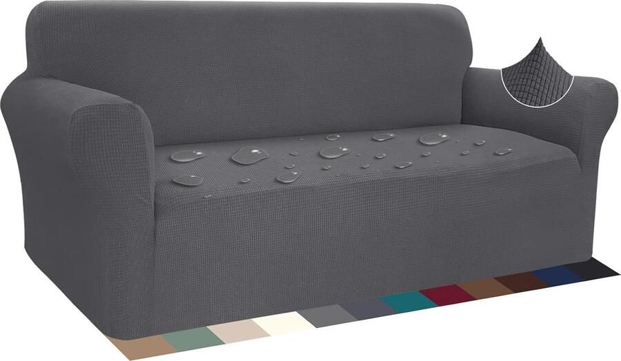 Waterdichte stretch bankhoes voor 3-zits krasbestendig met anti-slip stijlvol patroon Grijs