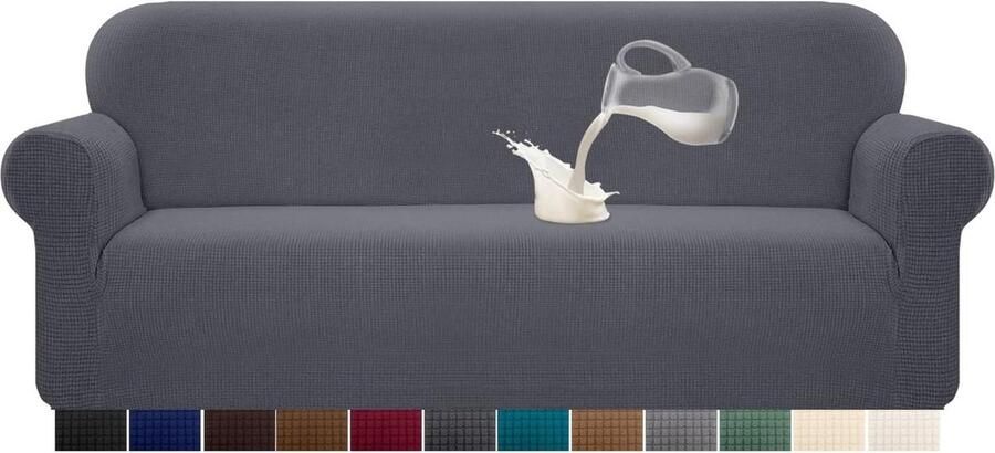 Waterdichte Stretch Bankovertrek 1 Stuks Elastaan Jacquard Grijs Anti-slip Foam 4-zits