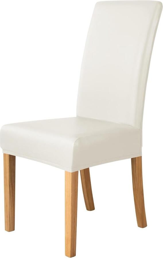 Waterdichte stretch eetkamerstoel cover crème set van 2