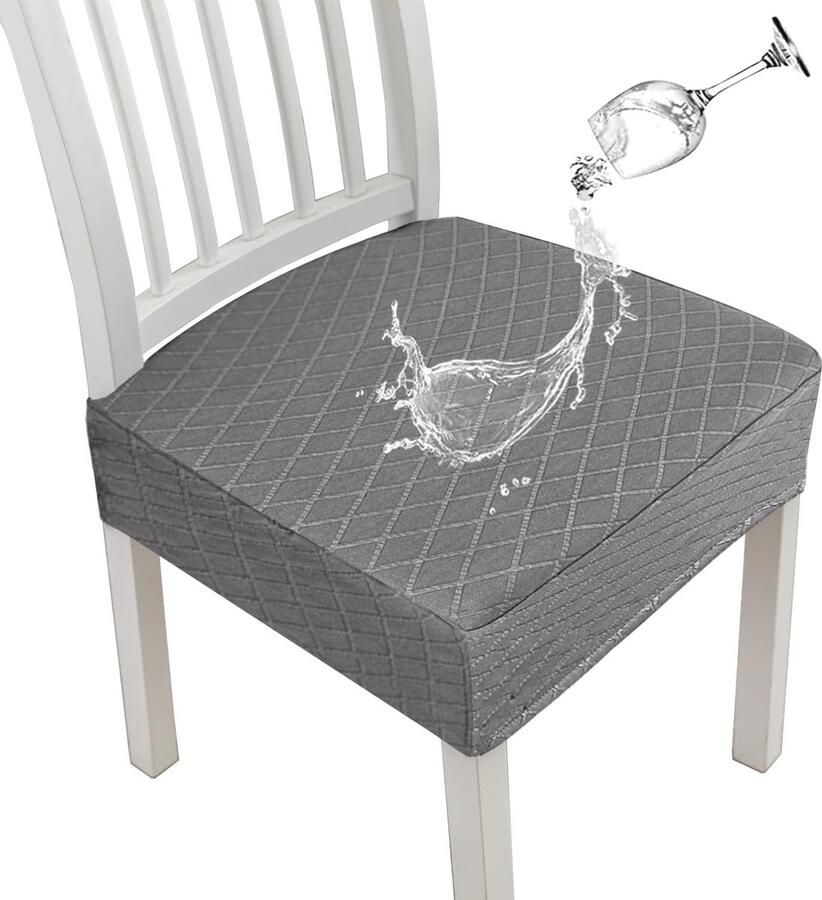 Waterdichte stretch stoelhoezen voor eetkamerstoelen Set van 6 Grijs