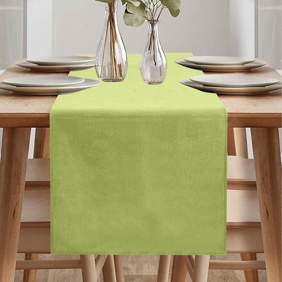 Waterdichte tafelloper modern en feestelijk 1 stuk groen 40 x 140 cm