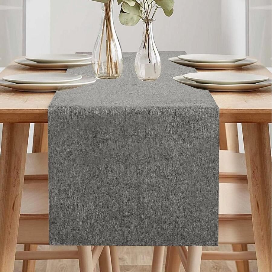 Waterdichte Tafelloper Modern en Geschikt voor Binnen en Buiten 1 stuk Donkergrijs 40 x 140 cm