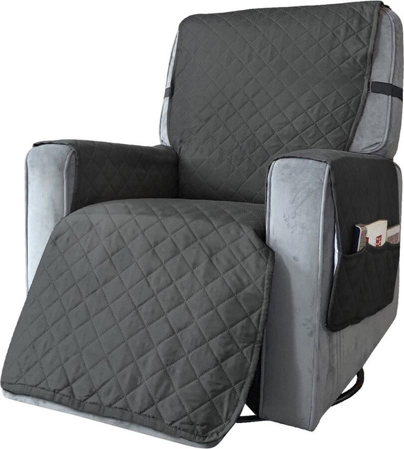 Waterdichte verdikte enkele ligstoelbankkussen Ligstoelbankhoes met 6 zijvakken Waterdichte ligstoelhoes met verstelbare bevestigingsriemen Fauteuilligstoelhoes Antislip huisdierligstoelbeschermera donkergrijs 29*28*8