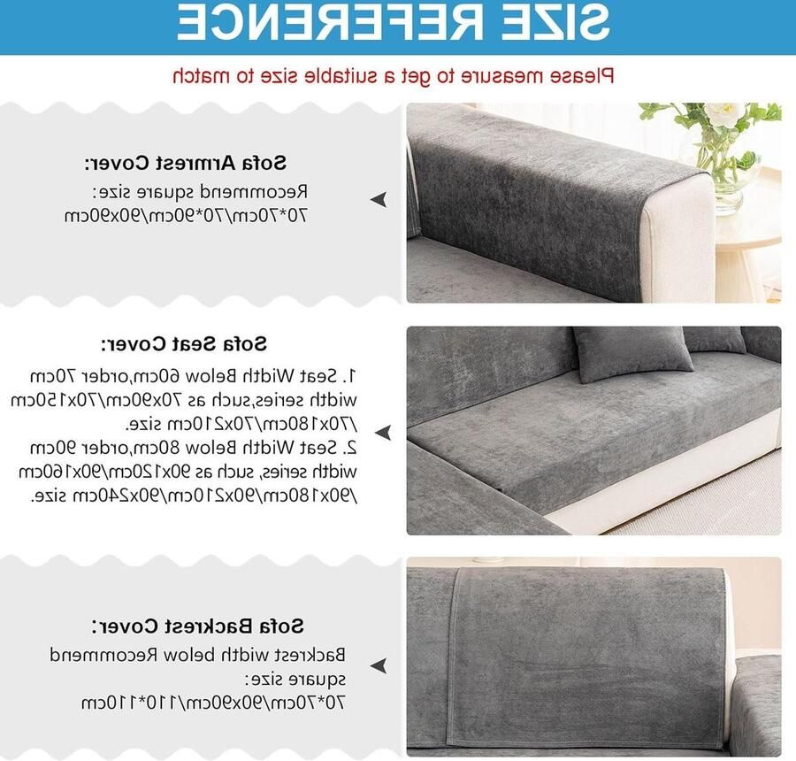 Waterdichte bankhoezen zachte chenille bankkussens antislip wasbare bankhoes 1-2 zitsbankhoes 3-zitsbankhoes sectionele bankovertrekken L-vorm donkergrijs 70 x 70 cm Bankhoes