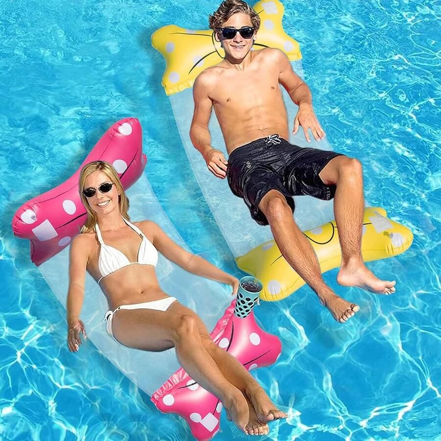 Waterhangmat 2 Stuks Water Hangmat Luchtbed Zwembad Luchtmatras Opblaasblaar Zwembad Strand Waterspeelgoed Vakantie Must Have Voor In De Zomer!