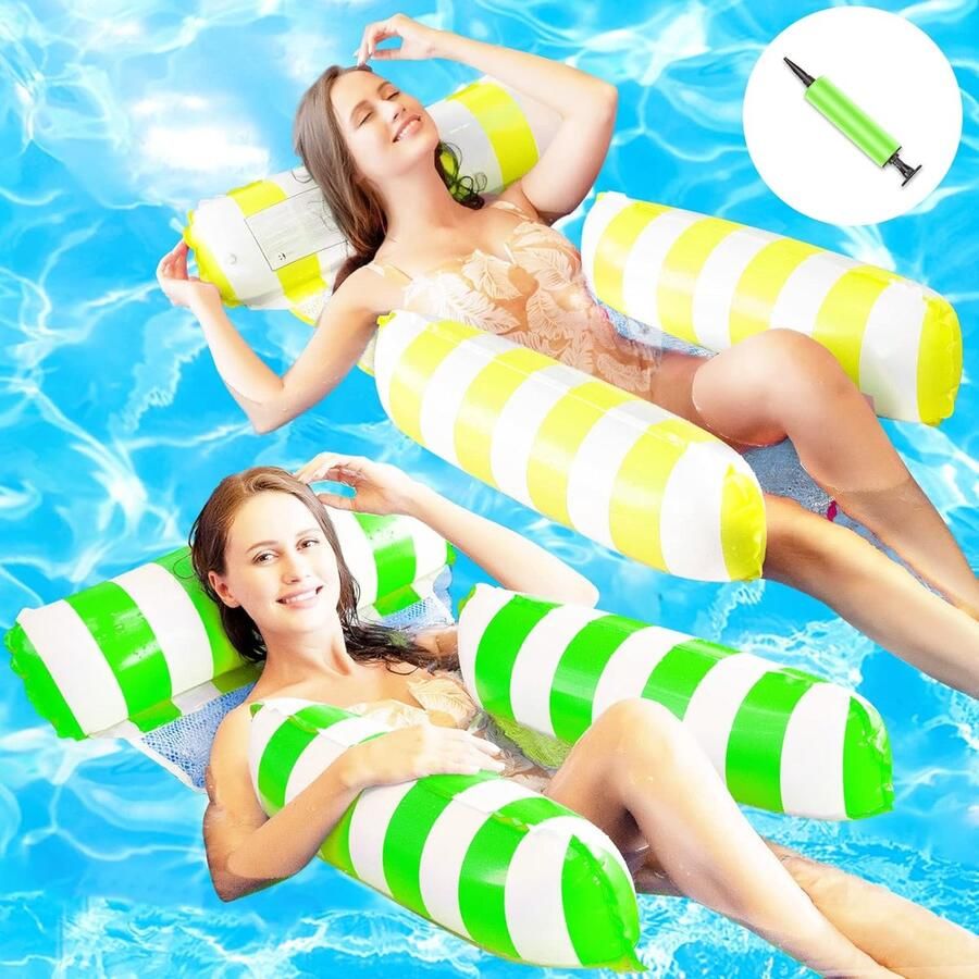 Waterhangmat 2 Stuks Water Hangmat Luchtbed Zwembad Luchtmatras Opblaasblaar Zwembad Strand Waterspeelgoed Vakantie Must Have Voor In De Zomer!